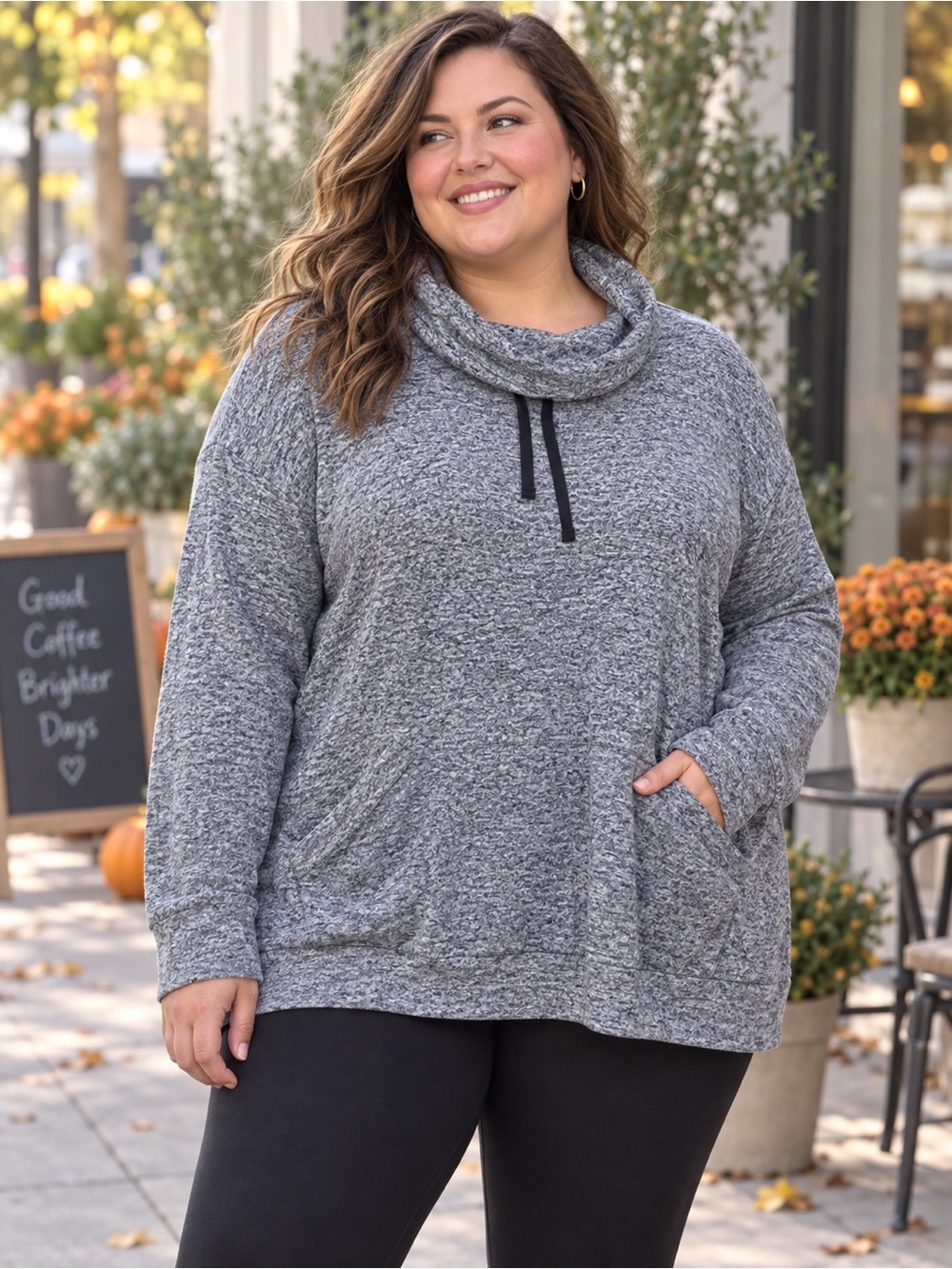 Old Navy active Women’s Marled Gray Cowl-Neck Tunic Pullover Sweatshirt size xxl